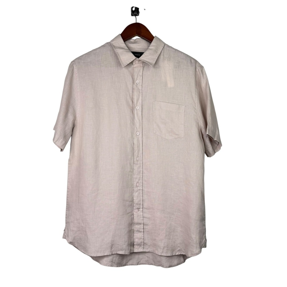 Vince NWT Men's S Linen Short Sleeve Button Down Shirt Coastal Preppy Minamalist